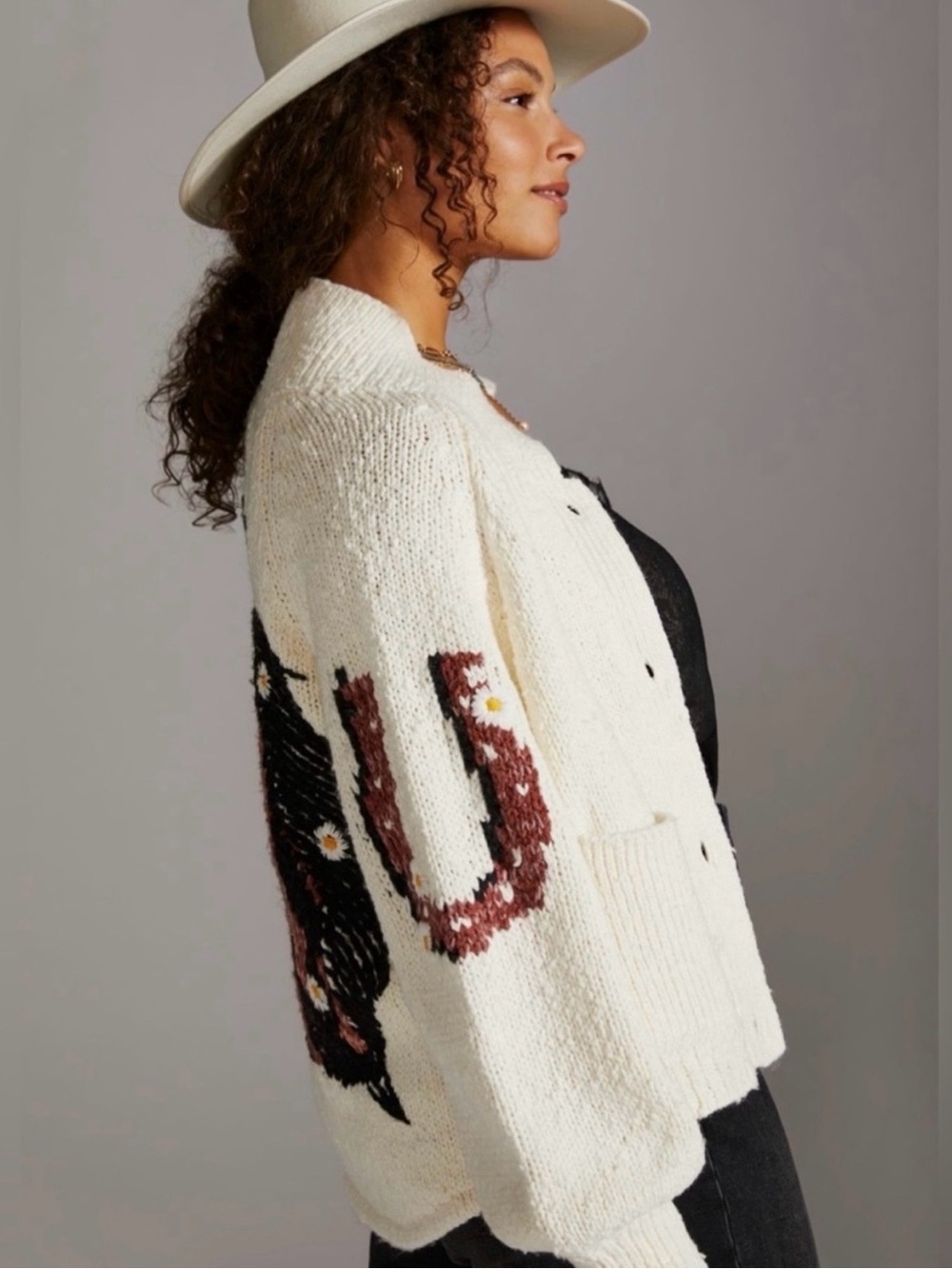 Pilcro Utility Sweater Jacket, Western Horse ANTHROPOLOGIE - Picture 2 of 5